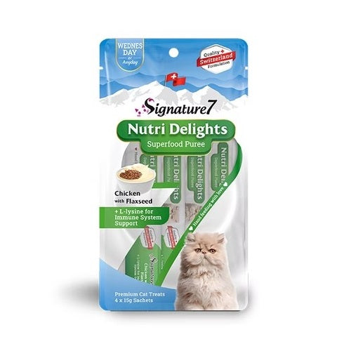 Signature7 - Cat Creamy Treat Chicken with Flaxseed + L-lysine 4x15g (Wednesday)