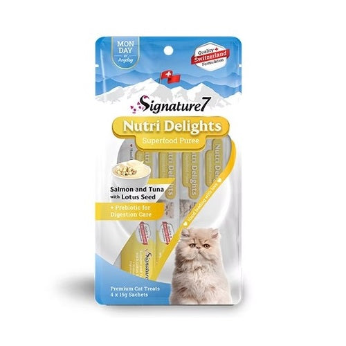 Signature7 - Cat Creamy Treat Salmon and Tuna with Lotus Seed + Prebiotic 4x15g (Monday)