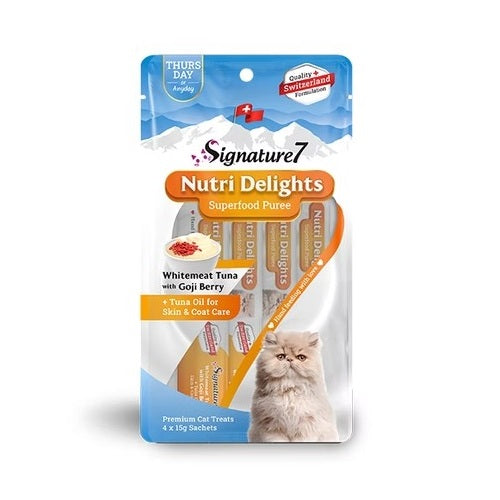 Signature7 - Cat Creamy Treat Whitemeat Tuna with Goji Berry + Tuna Oil 4x15g (Thursday)