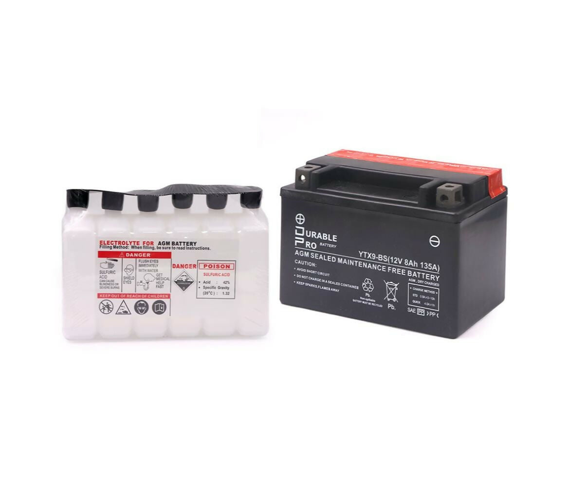 Motorcycle Battery | YTX9-BS Durable Pro| 12V 8Ah