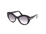 Black cat-eye glasses on a white background.