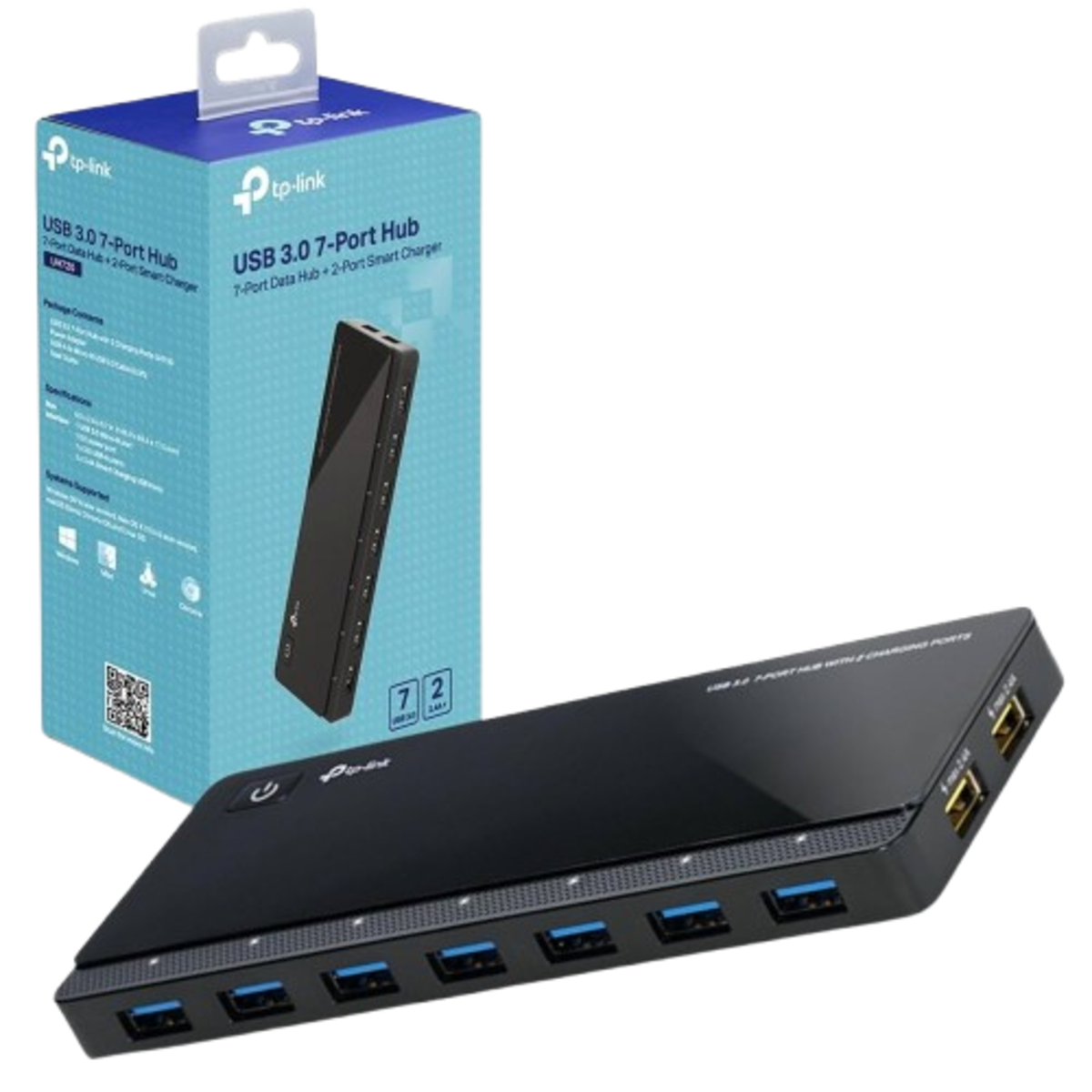 TP-Link (UH720) 7-Port USB3.0 HUB + 2x 2.4A Charging Ports- Black