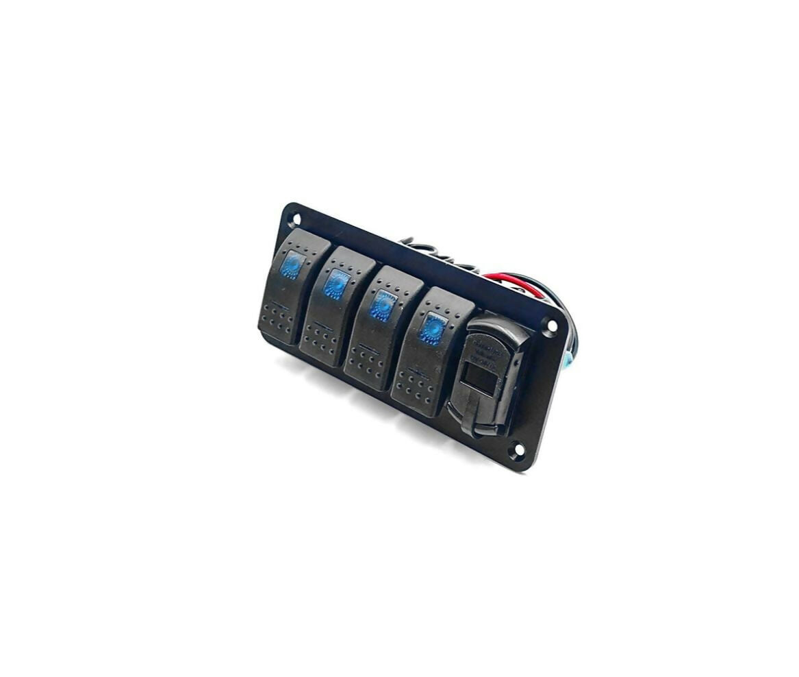 Marine Switch | 4+1 Gang | w/ USB 4.2A | Blue