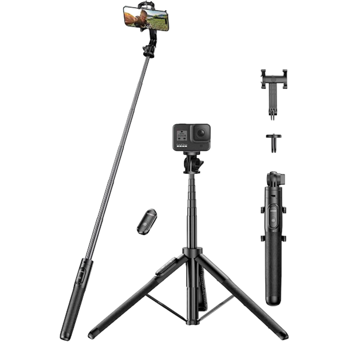 UGreen (15062) LP586 Selfie Stick with Tripod Stand and Bluetooth - 157cm - Black