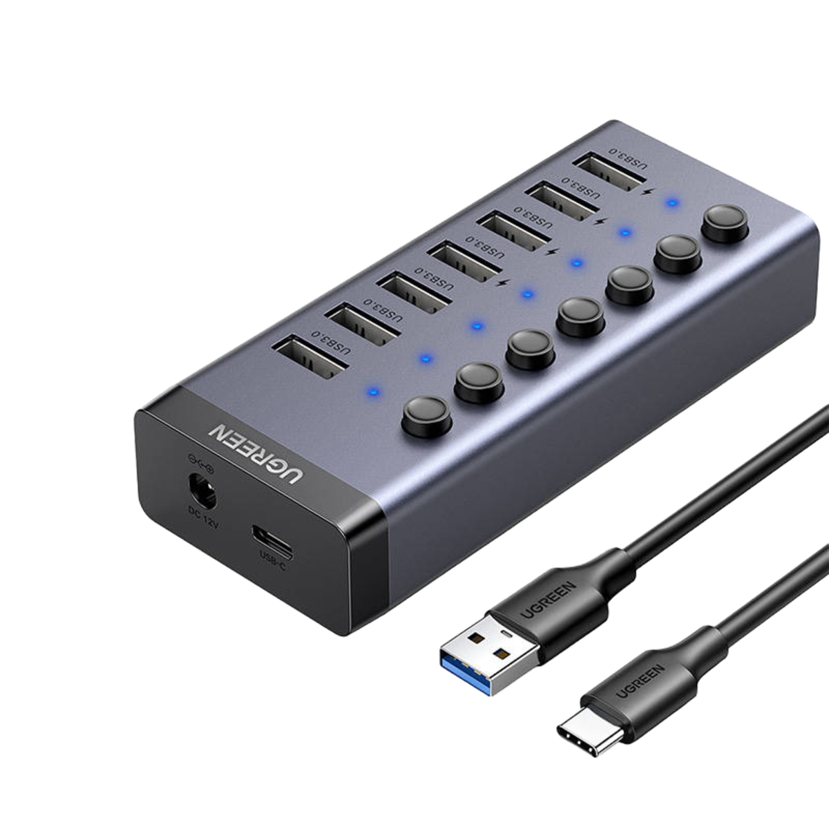 UGreen (90307) USB3.0 HUB 7 Ports, 1m Cable Length - Black