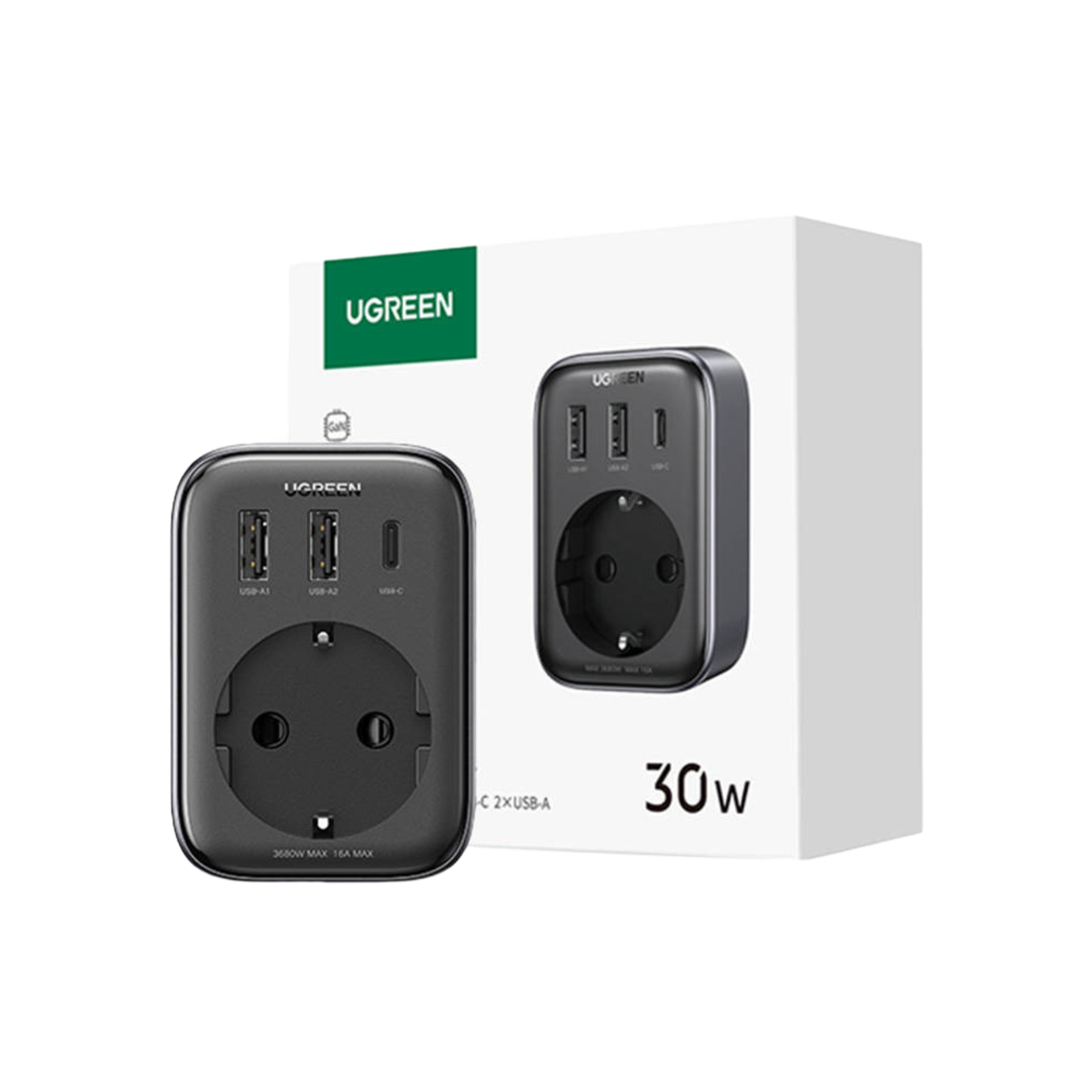 UGreen (90613) 30W USB / USB-C 4in1 Wall Charger - EU Plug - Black