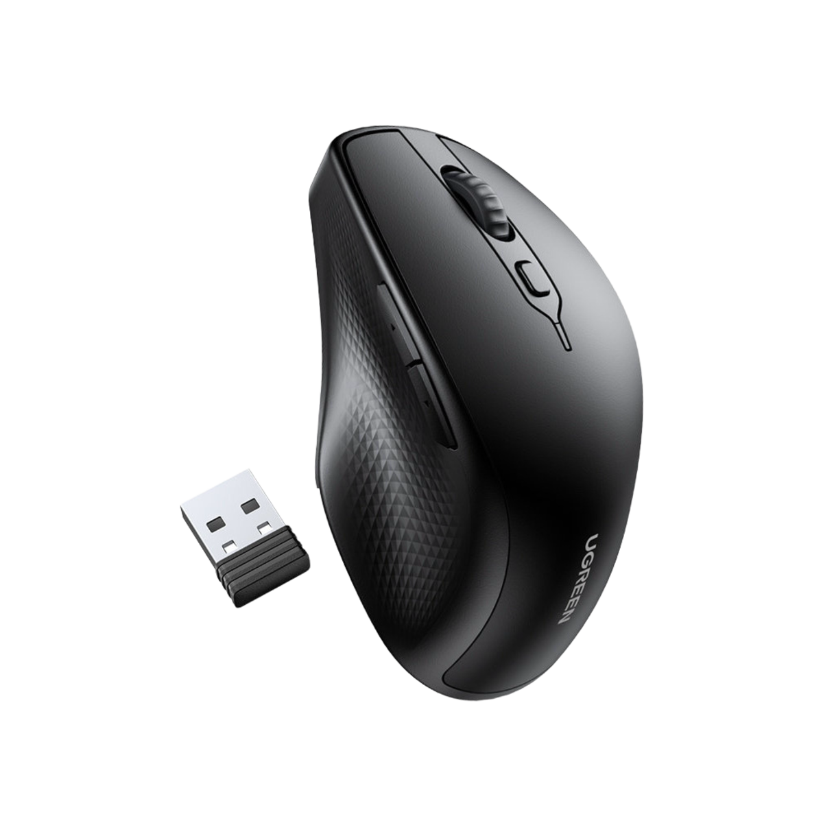 UGreen (90395) MU101 Bluetooth and Wireless NanoUSB Mouse - Ergonomic Design - 4000DP - Black