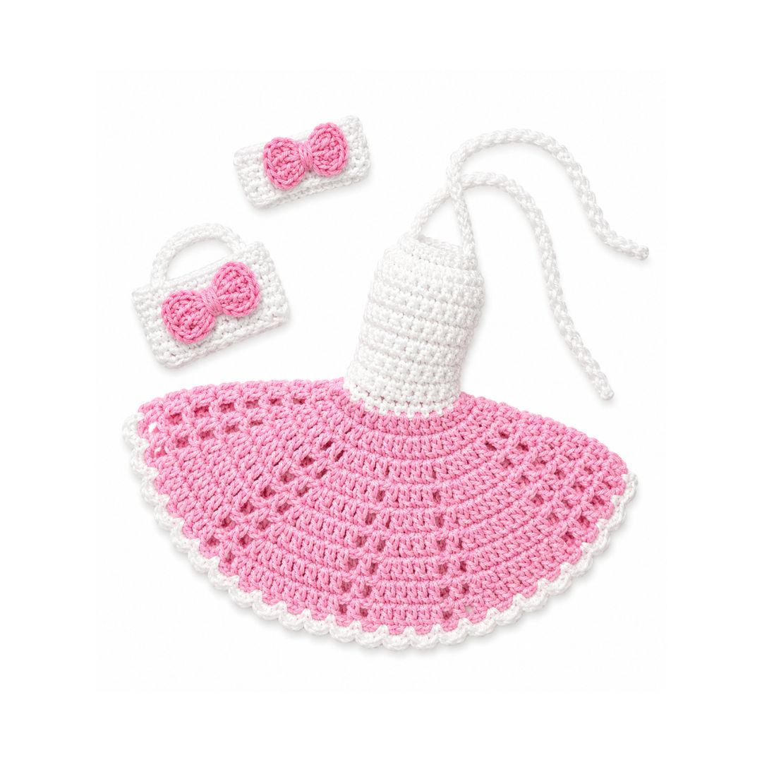 LéArts Handmade Crochet Doll Outfit & Accessories Set (Candy Pink)