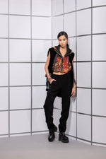 “CASTLING” CREPE PANTS-BLACK