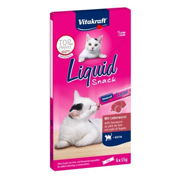 Vitakraft Liquid Snack Liverwurst + Biotin 6x15g
