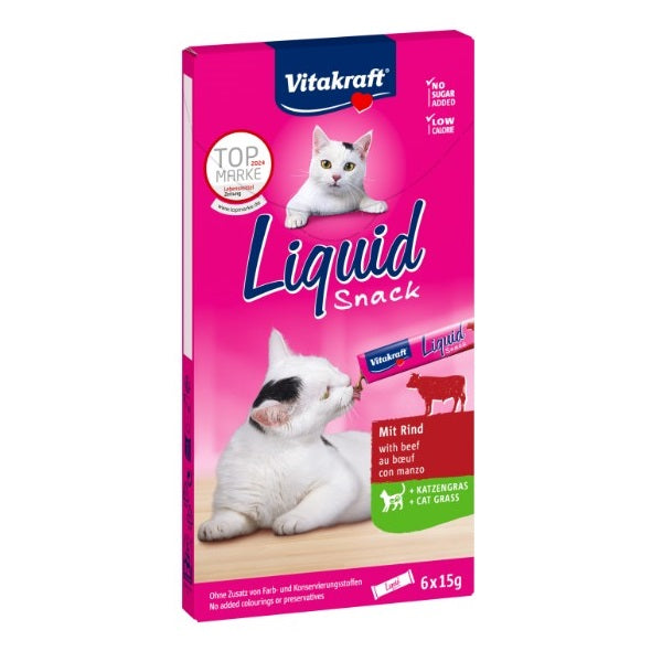 Vitakraft Liquid snack with beef + cat grass