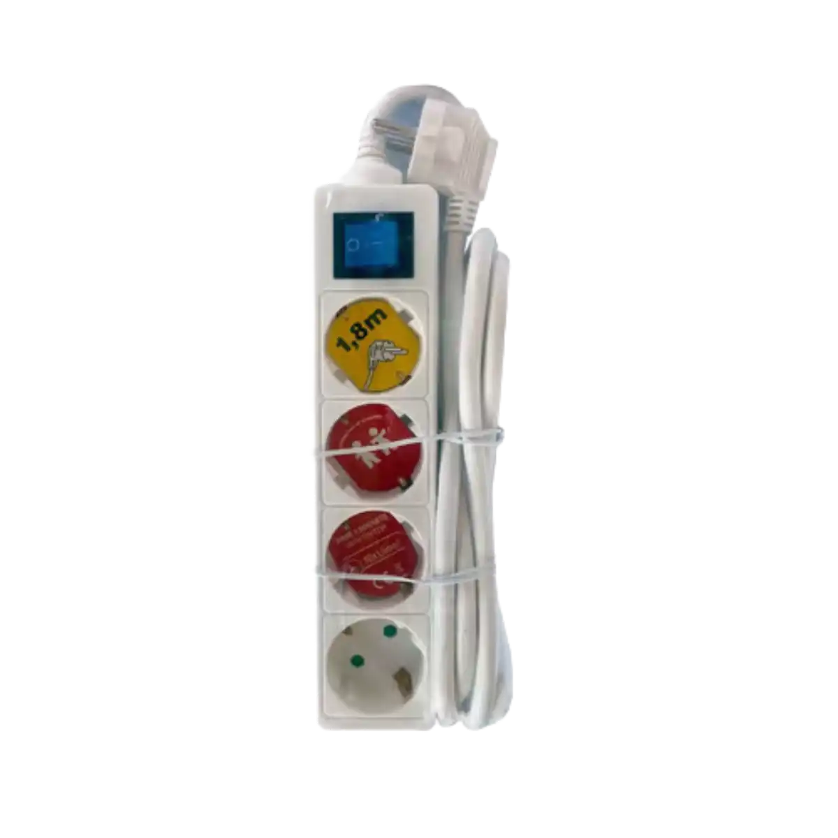Invo (INV-W04S) German Power Strip 4x Schuko Outlets; 1.8m cable - On/Off Switch - White