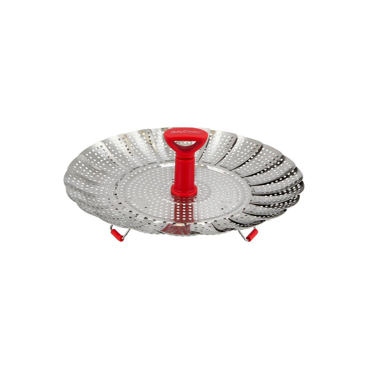 Betty Crocker Stainless Steel Steamer, 18 cm Size, Red/Silver