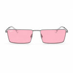 Pink sunglasses on a white background.