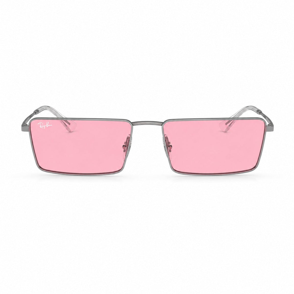 Pink sunglasses on a white background.