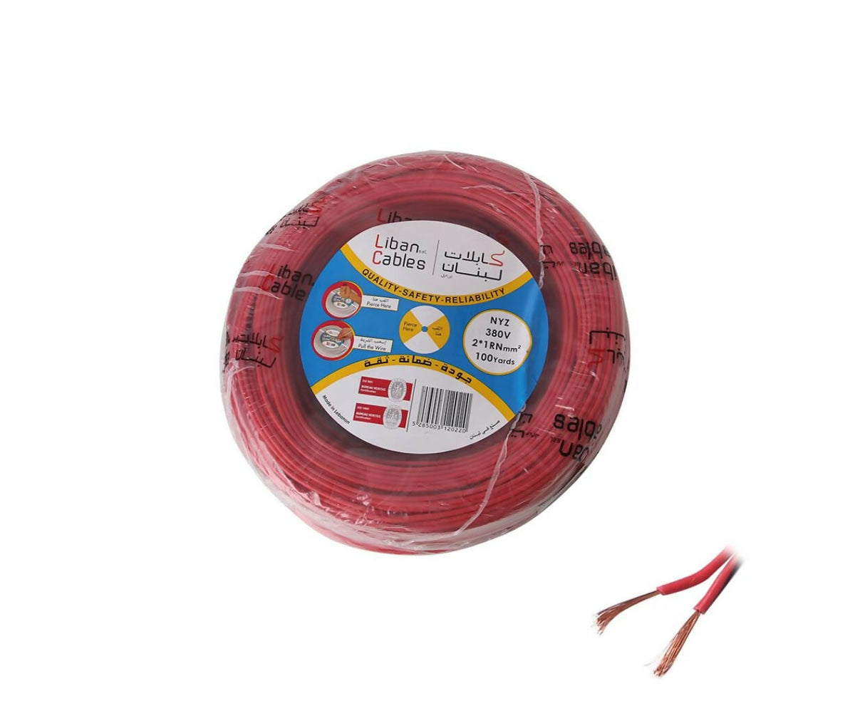 Wire Cable | 2x1.00mm | 91M | Red-Black | Liban Cables