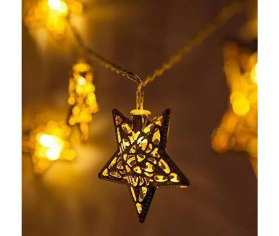 LED Fairy Light | DC Battery | Gold Star | Warm White | Metal | 3M