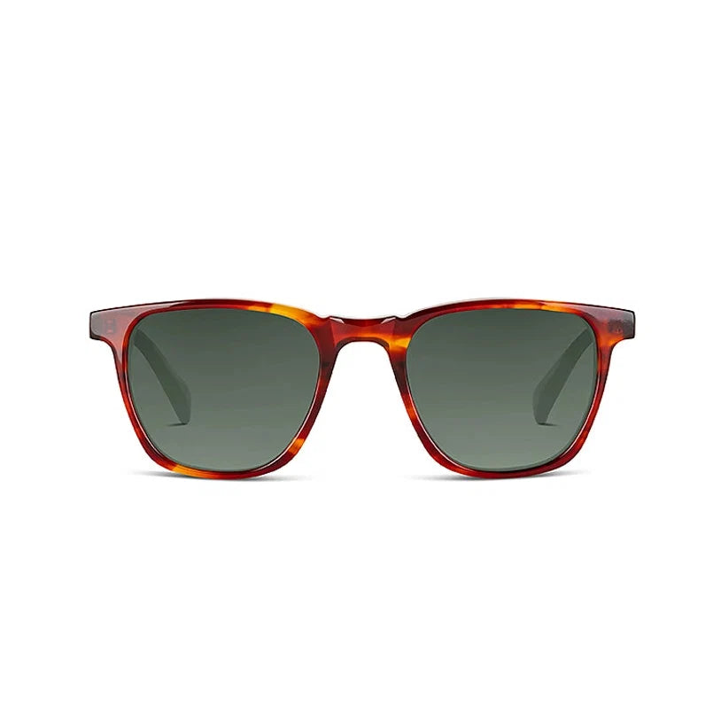 Square sunglasses with tortoise frame on a white background. 