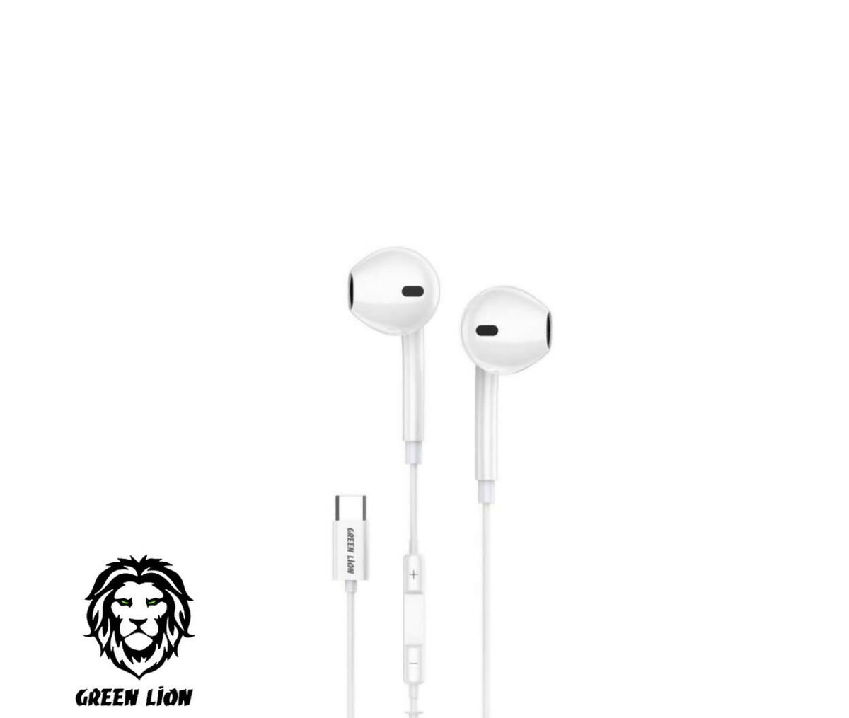 Earphone | Wired USB-C | Control & Mic Buttons | Green Lion