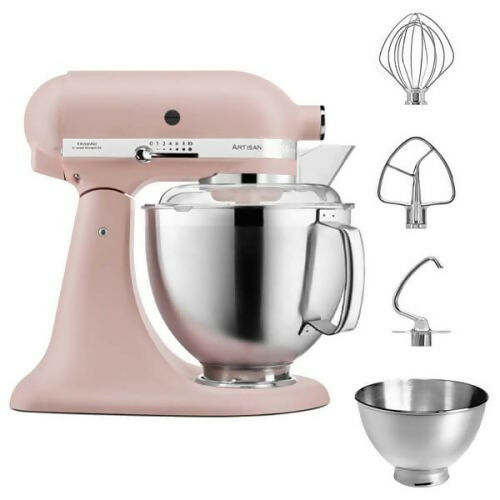 KitchenAid Artisan Tilt Head Stand Mixer 4.8L + PS + Prep Bowl + SS Accessories - Feather Pink