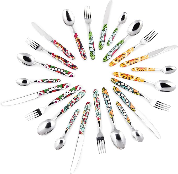 MANDALA ETNO 24 PCS MULTI DECORATION CUTLERY SET