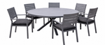 Modern Aluminum Outdoor Dining Set – Round Table with 6 Chairs