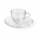 Glass Coffee Cup and Saucer Set 6pc 85 ml Transparent