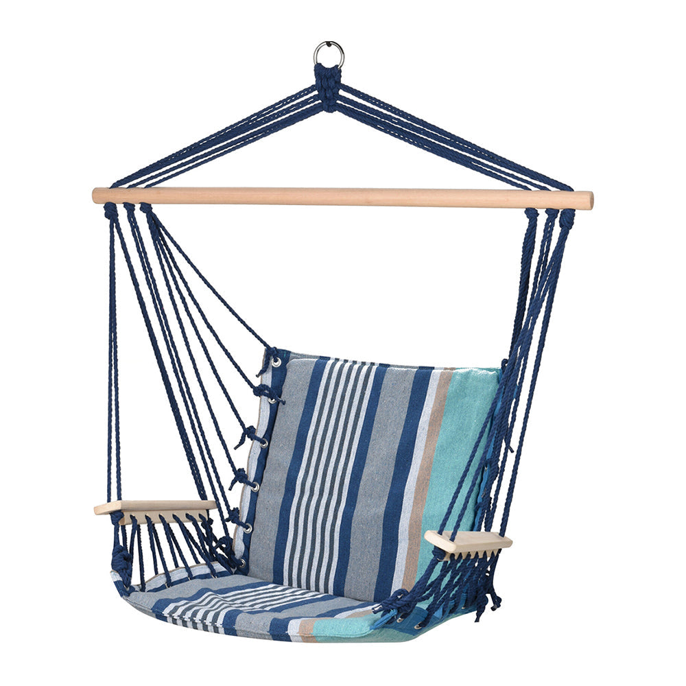 Hammock With Blue Stripes Hanging Chair for Outdoor Relaxation