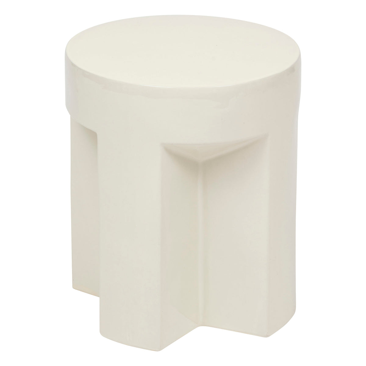 Ceramic Side Table — Round Stoneware Accent Table, D34 x H41 cm