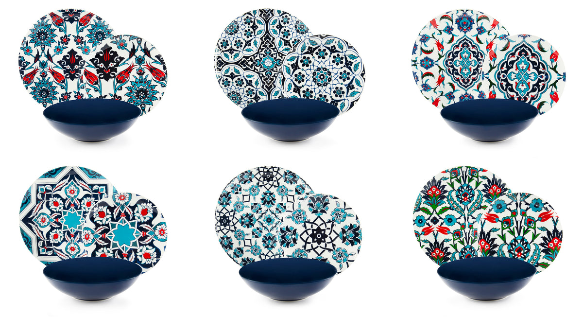 Topkapi Dinner Set, 18 Plates, Porcelain & Stoneware
