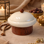 Small Metal Domed Serving Dish with Stand Palm Cutout 7 x 17 cm