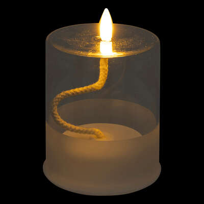 ANAIS LED Glass Candle with 3D Wick and Glittering Effect