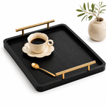 Wooden Tray with Golden Handles