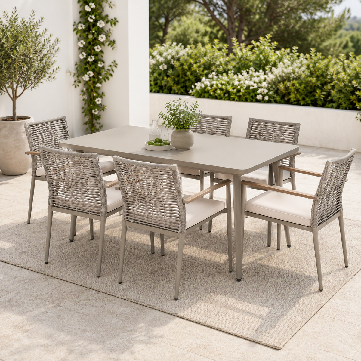 Modern Outdoor Dining Set – Table with 6 Chairs