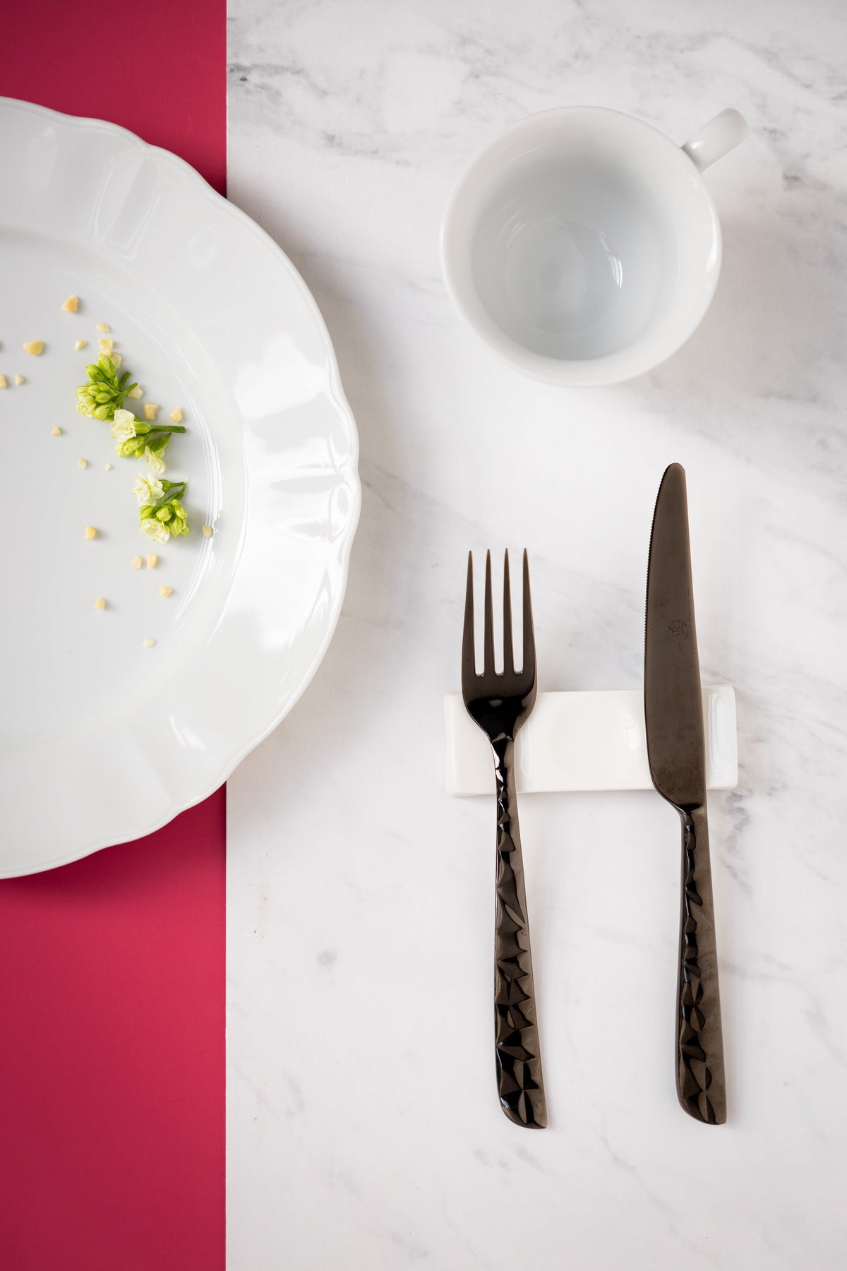 Table Fork Stainless Steel Black Mirror Finish Textured Handle 20cm