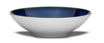 White Matt and Blue Soup Plate Porcelain Deep Dish Oblique Round 21cm