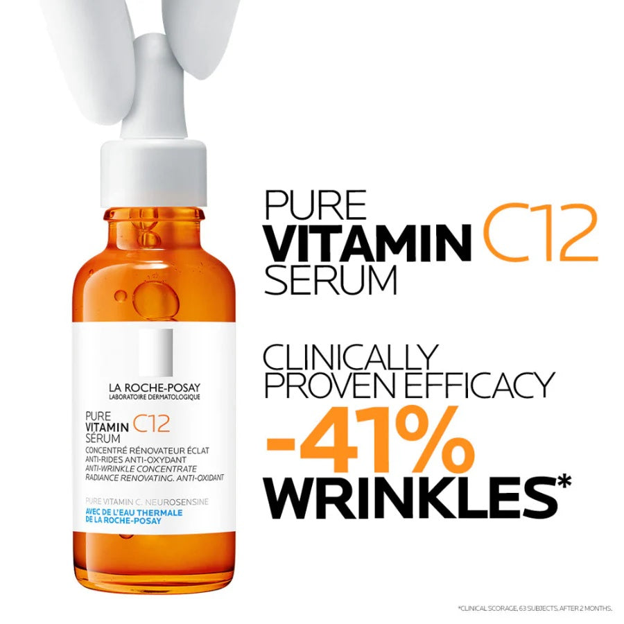 La Roche-Posay Pure Vitamin C 12 Anti-Wrinkle Serum 30ml | Brightening and Anti-Aging Vitamin C Serum