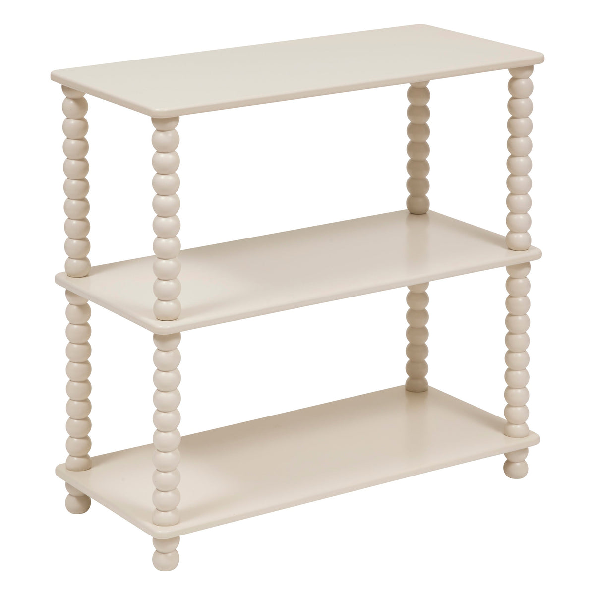 Chamlo 3-Tier Shelf Unit - Pine Beaded Legs, MDF Shelves, Matte