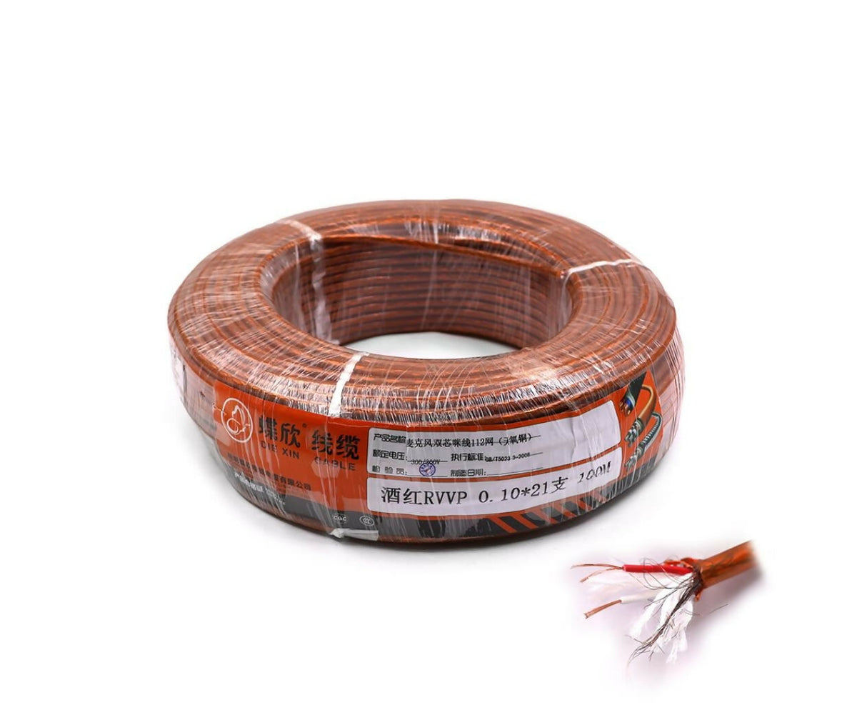Audio Cable | Microphone Stereo 6.0mm | 2x21 Wire | BROWN | 100M