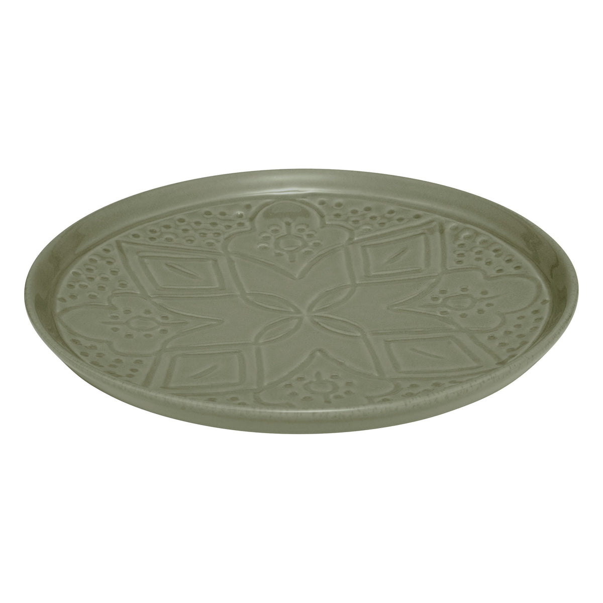 Sienna Dessert Plate 20 cm Olive Green Faience Embossed