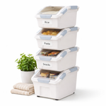 Stackable Storage Box with Front-Opening Lid and Transparent Top