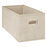 Linen Storage Box - Textured PP Fabric Organizer with Oval Metal Handle