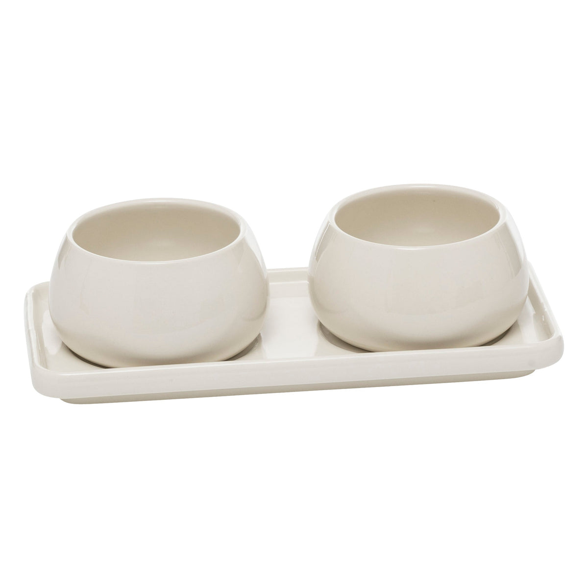 Nora Appetizer Set 3 Pieces - Stoneware Dip Bowls with Tray