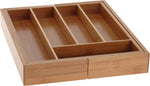 Cutlery Tray Extendable, Bamboo Organizer, Brown