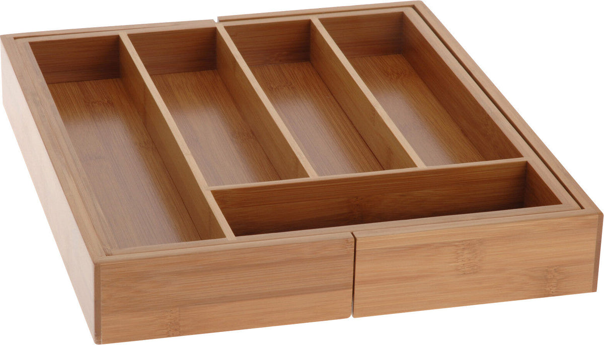 Cutlery Tray Extendable, Bamboo Organizer, Brown