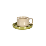 Chic Mug with Saucer Two-Tone Earthenware Cup Set for Kitchen