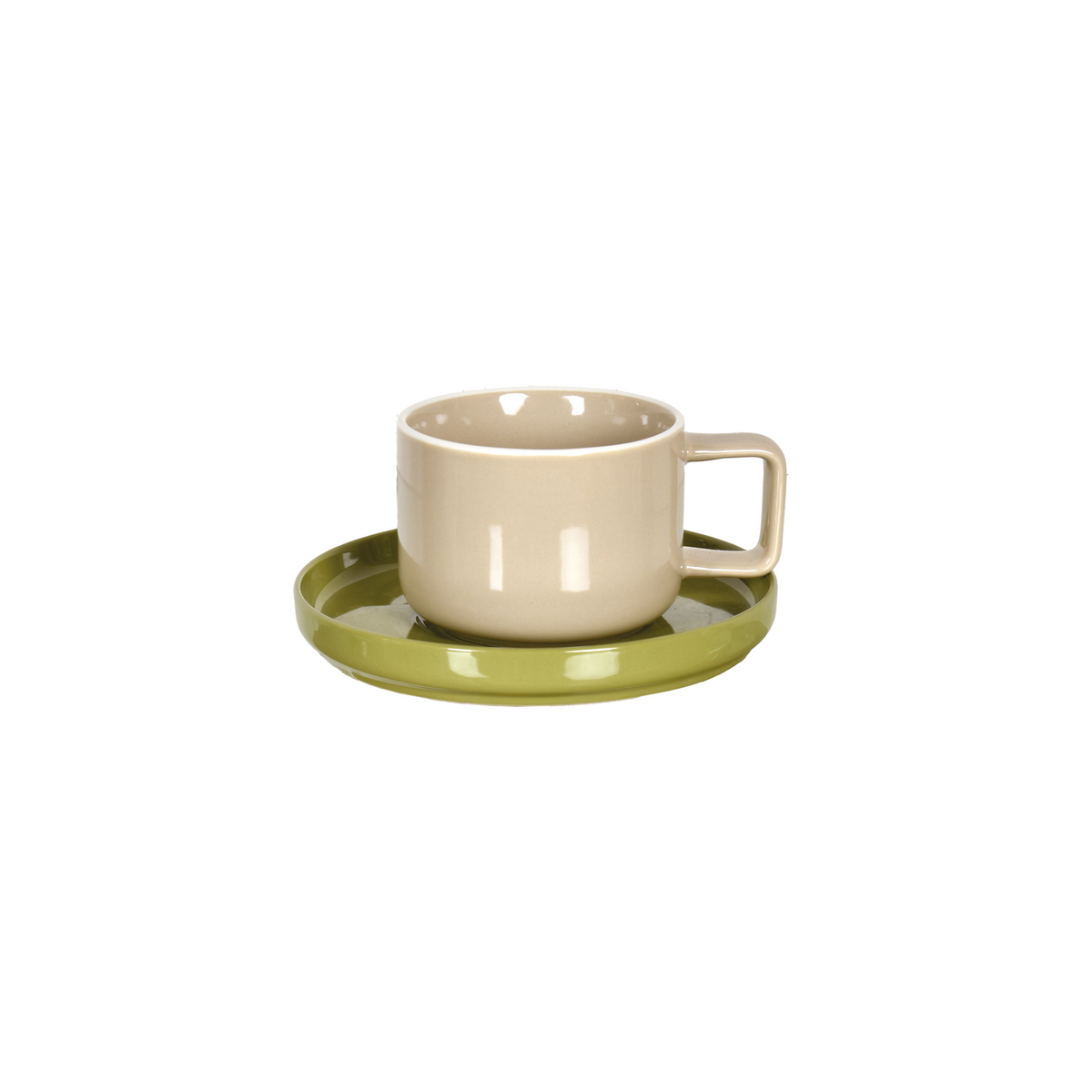 Chic Mug with Saucer Two-Tone Earthenware Cup Set for Kitchen