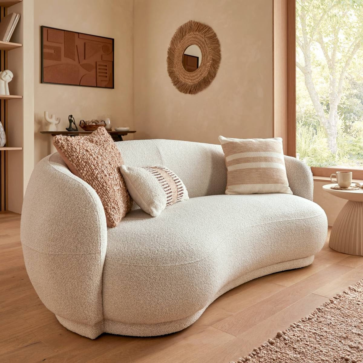 Fixed Sofa "Nesky" 2-Seater Oeko-Tex Fabric Semi-Firm Seat