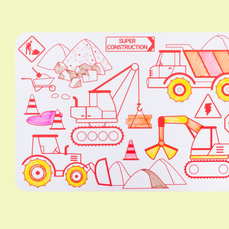 Superpetit Construction Coloring Placemat & 5 Markers