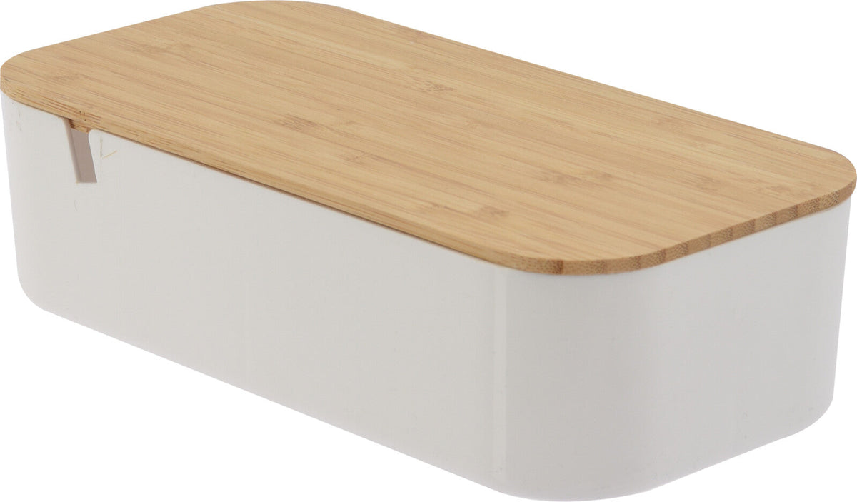 Mirror with Organizer – Bamboo Lid, White